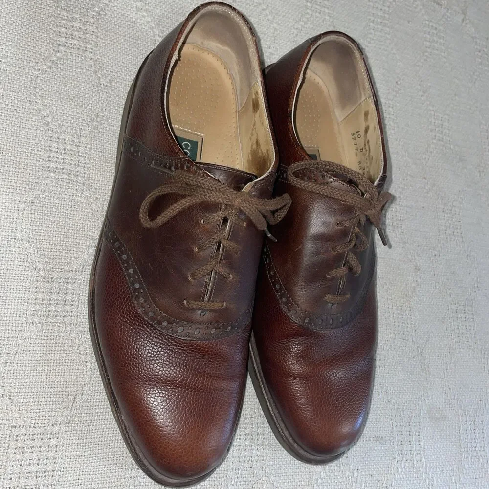 Cole Haan Men’s Saddle Oxfords Size 10 D Brown Leather Going Out Party Fun